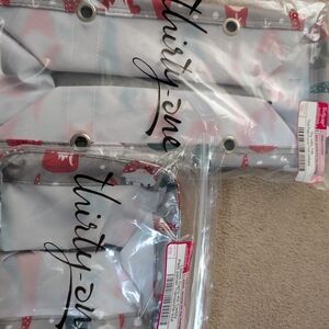 Thirty-One Gray & Red Gnome Tiny Tote And Caddy